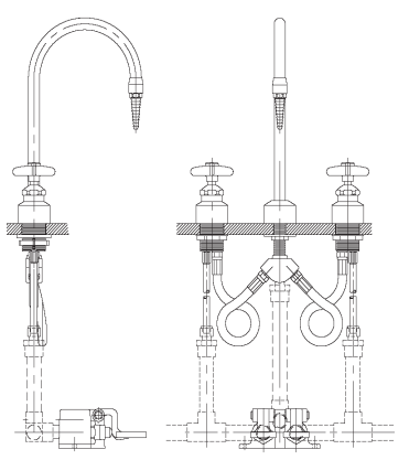 Foot Operated Valves and Faucets - L2211TWI-3001 Mixing Faucet, Floor Mounted mixing Valve