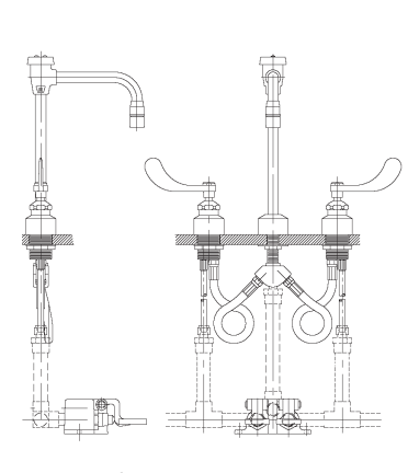 Foot Operated Valves and Faucets - L2221TWI-VB-3001 Mixing Faucet, Floor Mounted mixing Valve, Vacuum Breaker