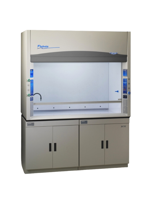 Perchloric Acid Hoods - Featuring washdown systems, integral work surfaces and drainage troughs, these benchtop PVC-lined hoods are designed specifically for procedures involving perchloric acid.