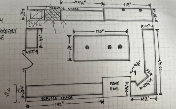 Measure the room and make a rough drawing - Your lab project starts with an understanding of all room dimensions and details.